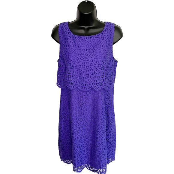 J.Crew Sleeveless Sheath Dress Purple Eyelet Lace Size 6 - Picture 1 of 5